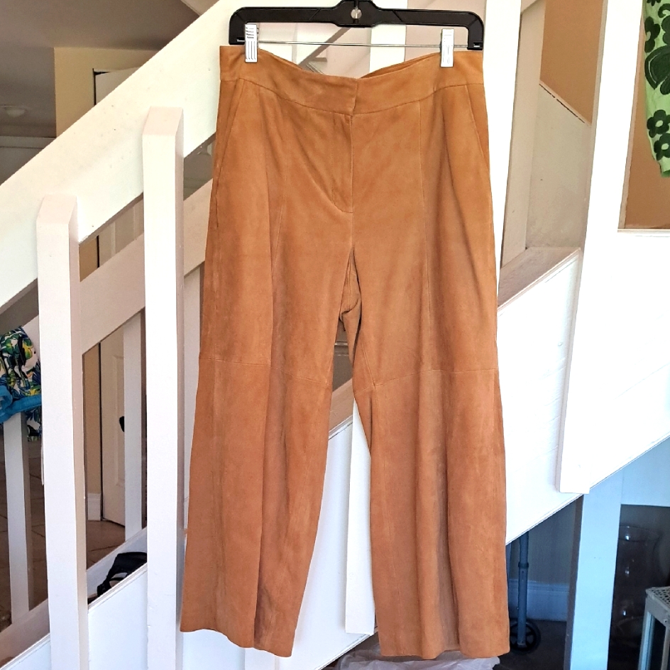 White House Black Market Gorgeous Wide Leg Suede Crop Pant In Carmel Color Euc 6